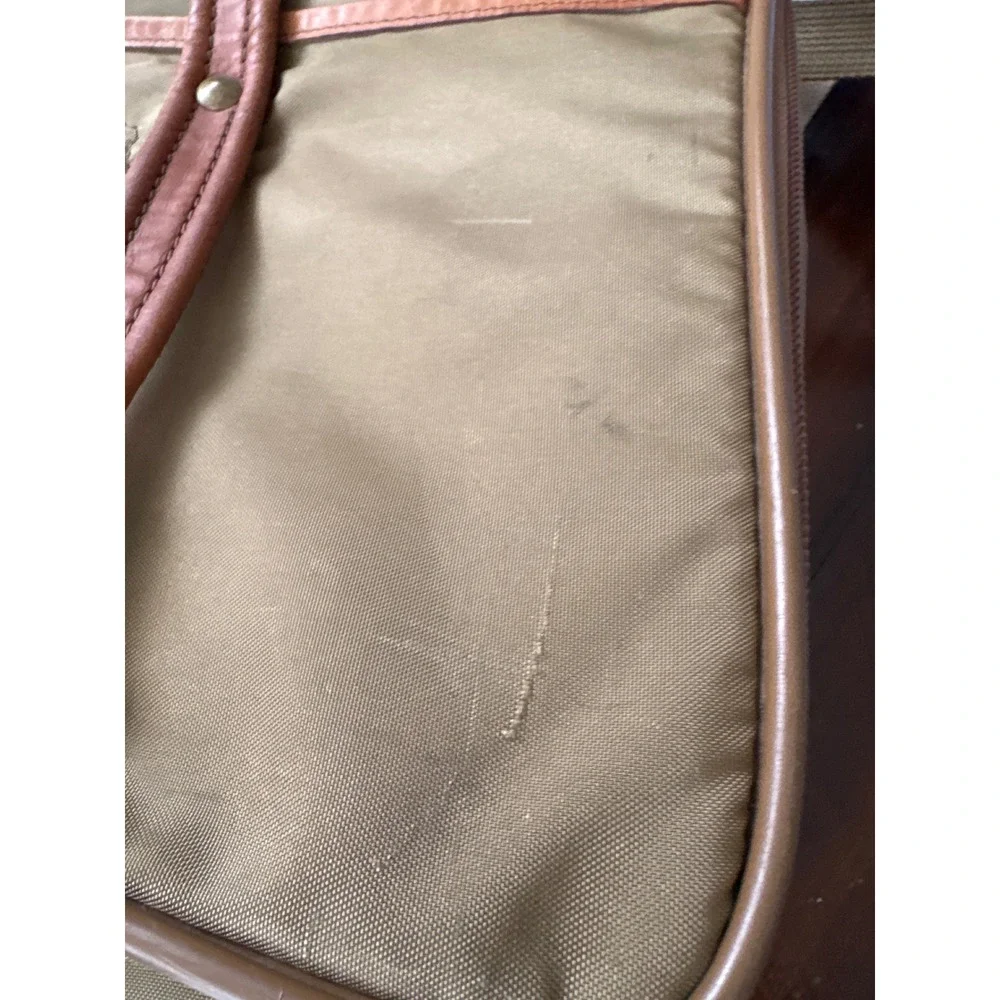 Hartmann Luggage Carry On/Computer/Briefcase Tan Nylon W/ Leather Handles Travel